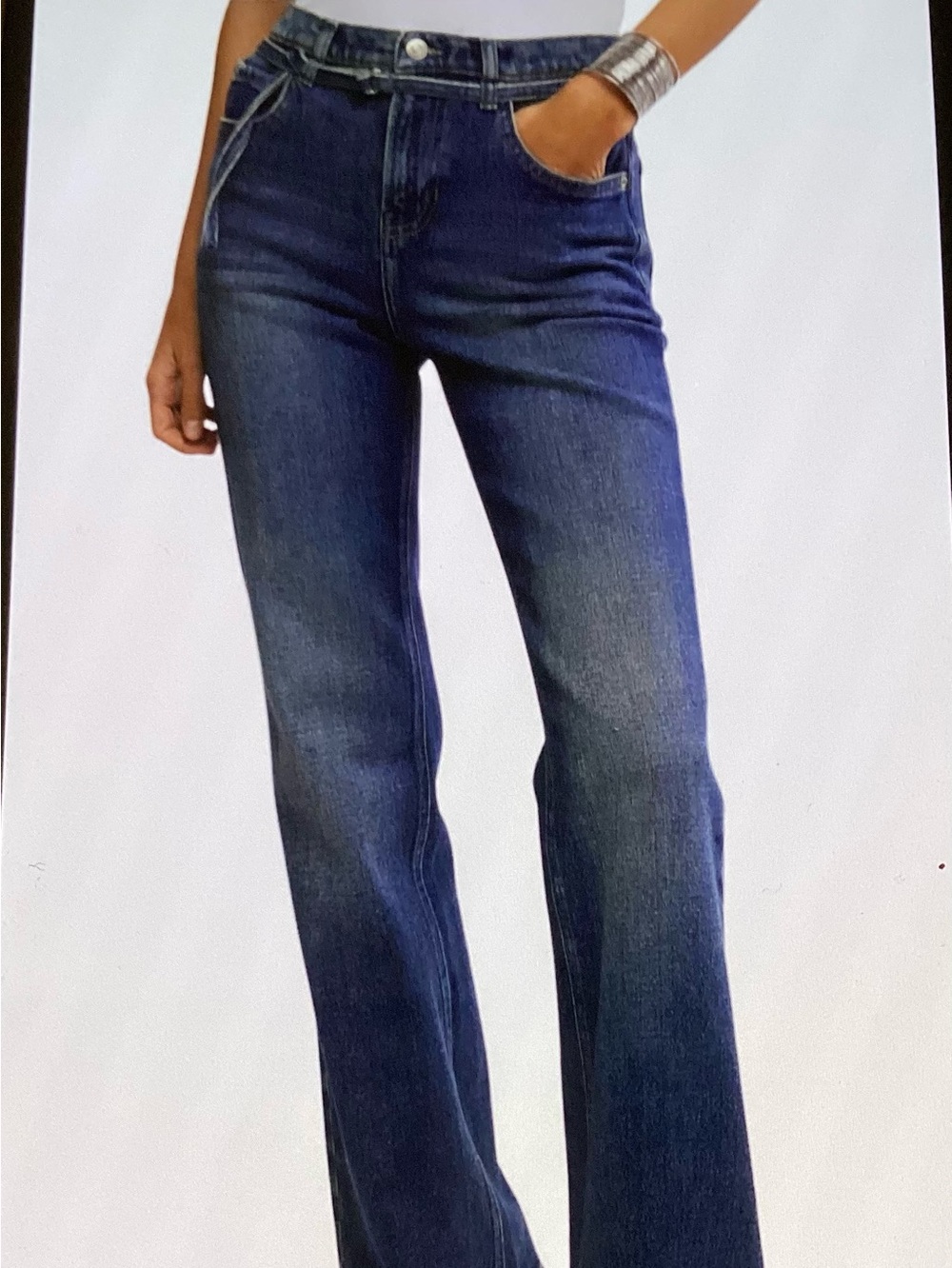 We The Free Dark Blue High-Rise Wide-Leg Jeans